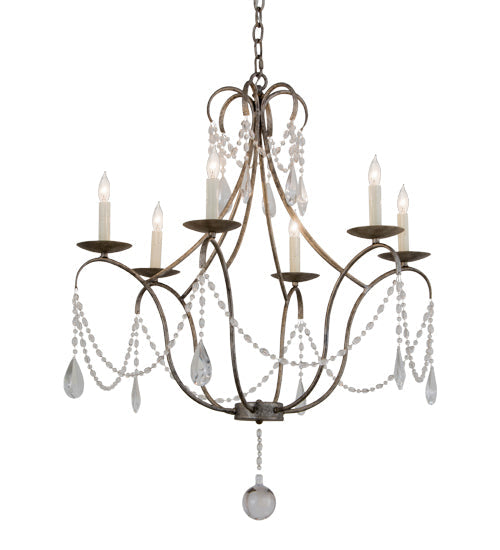 Meyda Lighting Kaitlynn 31" 6-Light Corinth Chandelier With White Faux Candlelight
