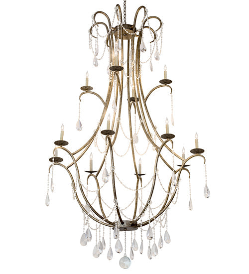 Meyda Lighting Kaitlynn 54" 12-Light 2-Tier Corinth Chandelier With White Faux Candlelight