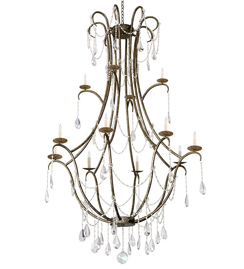 Meyda Lighting Kaitlynn 54" 12-Light 2-Tier Corinth Chandelier With White Faux Candlelight