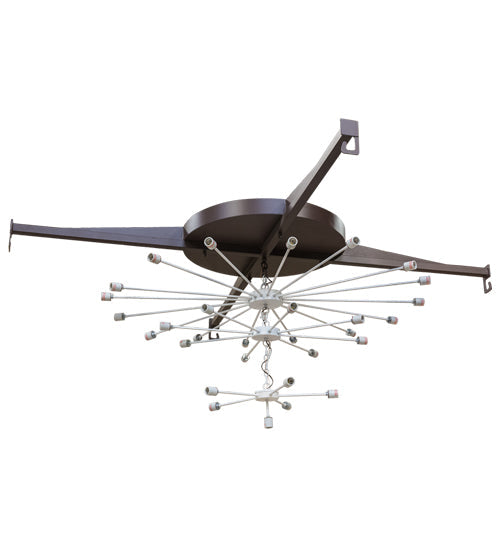 Meyda Lighting Kalahari 120" 30-Light Cafe Noir Pendant Light With Multi-Colored Shade Glass