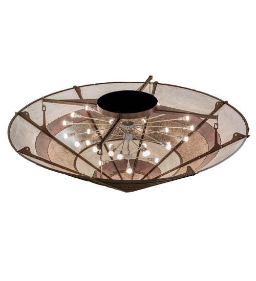 Meyda Lighting Kalahari 120" 30-Light Cafe Noir Pendant Light With Multi-Colored Shade Glass