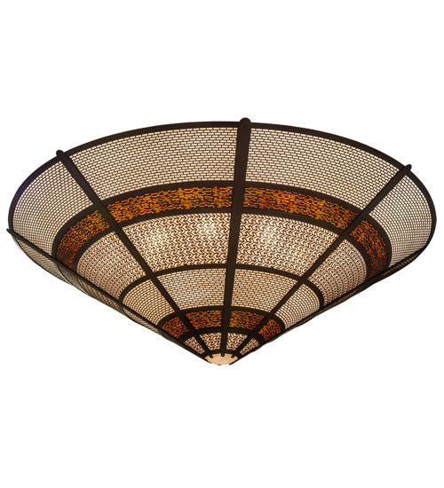 Meyda Lighting Kalahari 120" 30-Light Cafe Noir Pendant Light With Multi-Colored Shade Glass