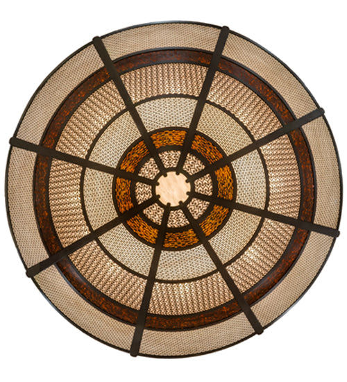 Meyda Lighting Kalahari 120" 30-Light Cafe Noir Pendant Light With Multi-Colored Shade Glass