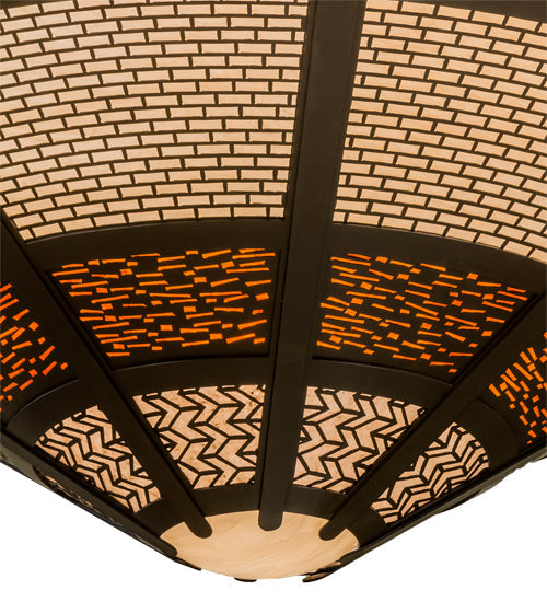 Meyda Lighting Kalahari 120" 30-Light Cafe Noir Pendant Light With Multi-Colored Shade Glass