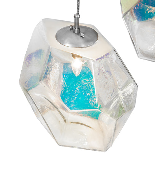 Meyda Lighting Kalos Eidos 36" 12-Light Nickel Cascading Pendant Light With Multi-Colored Iridescent Shade Glass