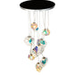 Meyda Lighting Kalos Eidos 36" 12-Light Nickel Cascading Pendant Light With Multi-Colored Iridescent Shade Glass