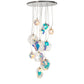 Meyda Lighting Kalos Eidos 36" 12-Light Nickel Cascading Pendant Light With Multi-Colored Iridescent Shade Glass