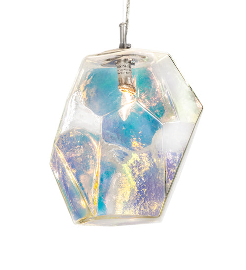 Meyda Lighting Kalos Eidos 36" 12-Light Nickel Cascading Pendant Light With Multi-Colored Iridescent Shade Glass