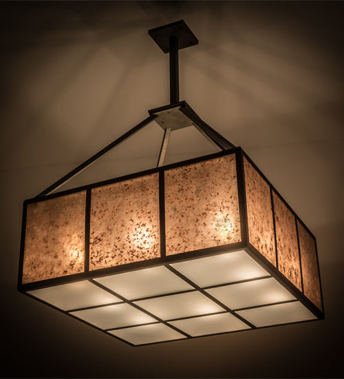 Meyda Lighting Kaplan 60" 8-Light Smoke Pendant Light With Silver Mica & Frosted Shade Glass