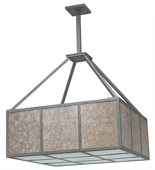 Meyda Lighting Kaplan 60" 8-Light Smoke Pendant Light With Silver Mica & Frosted Shade Glass