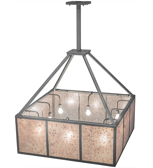 Meyda Lighting Kaplan 60" 8-Light Smoke Pendant Light With Silver Mica & Frosted Shade Glass