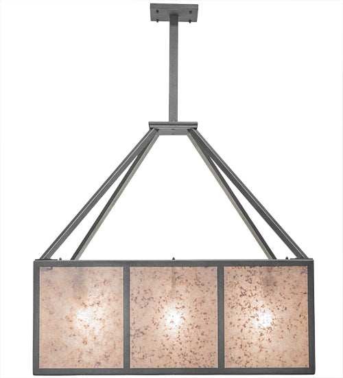 Meyda Lighting Kaplan 60" 8-Light Smoke Pendant Light With Silver Mica & Frosted Shade Glass
