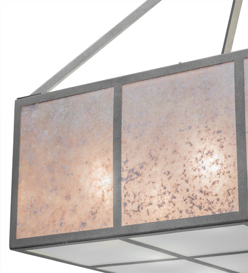 Meyda Lighting Kaplan 60" 8-Light Smoke Pendant Light With Silver Mica & Frosted Shade Glass