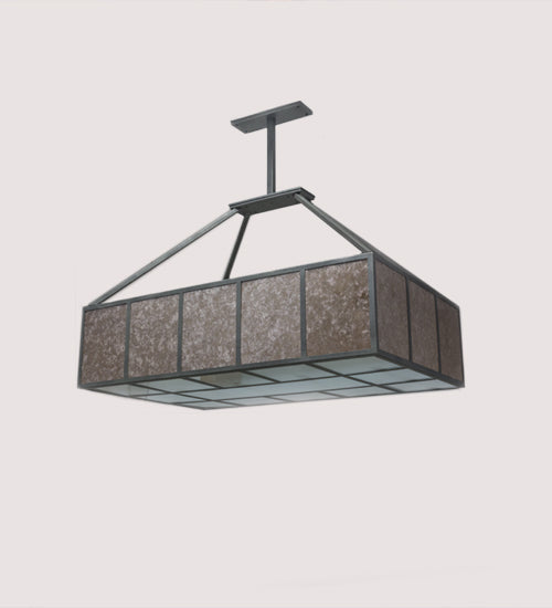 Meyda Lighting Kaplan 66" 12-Light Smoke Pendant Light With Silver Mica & Frosted Shade Glass
