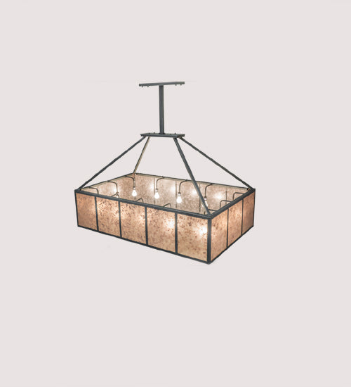 Meyda Lighting Kaplan 66" 12-Light Smoke Pendant Light With Silver Mica & Frosted Shade Glass