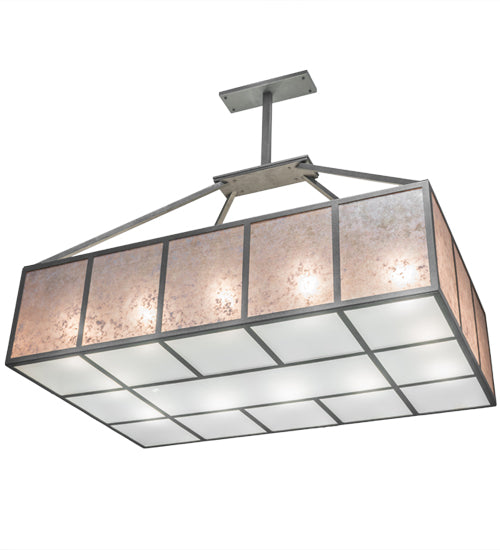 Meyda Lighting Kaplan 66" 12-Light Smoke Pendant Light With Silver Mica & Frosted Shade Glass
