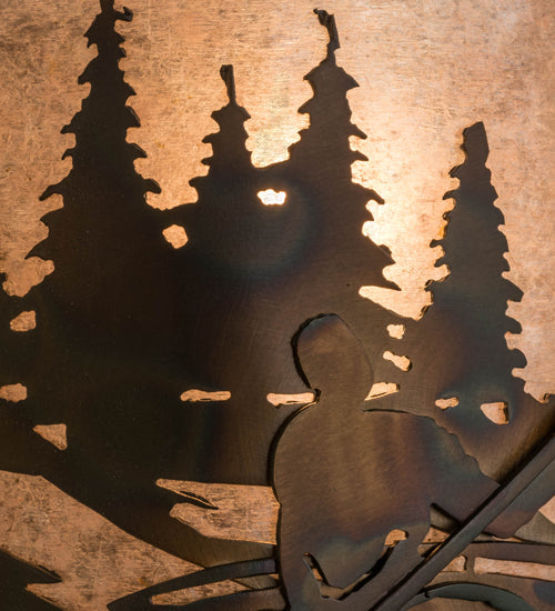 Meyda Lighting Kayaker 12" Dark Burnished Antique Copper Wall Sconce With Silver Mica Shade Glass
