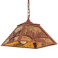 Meyda Lighting Kayaker 22" 2-Light Rust Pendant Light With Amber Mica Shade Glass