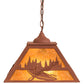 Meyda Lighting Kayaker 22" 2-Light Rust Pendant Light With Amber Mica Shade Glass