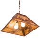 Meyda Lighting Kayaker 22" 2-Light Rust Pendant Light With Amber Mica Shade Glass