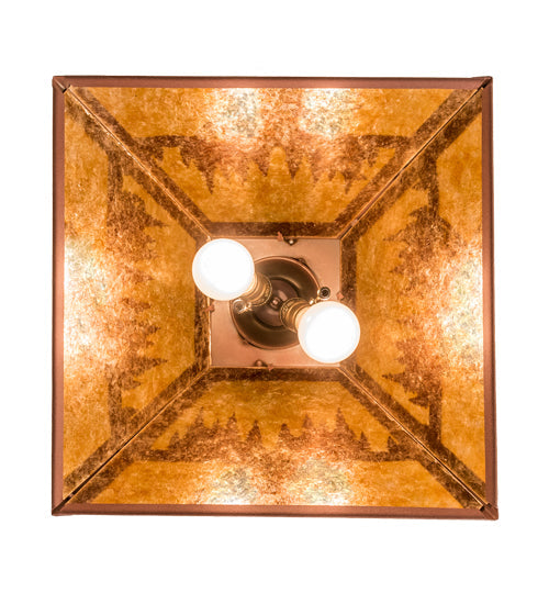 Meyda Lighting Kayaker 22" 2-Light Rust Pendant Light With Amber Mica Shade Glass