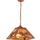 Meyda Lighting Kayaker 22" 2-Light Rust Pendant Light With Amber Mica Shade Glass