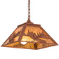 Meyda Lighting Kayaker 22" 2-Light Rust Pendant Light With Amber Mica Shade Glass