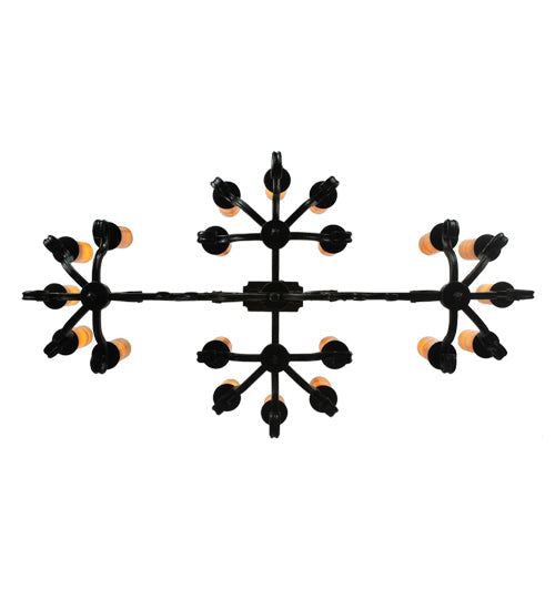 Meyda Lighting Kean 60" 20-Light Blackwash Chandelier With Amber Cylindres Shade Glass