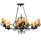 Meyda Lighting Kean 60" 20-Light Blackwash Chandelier With Amber Cylindres Shade Glass