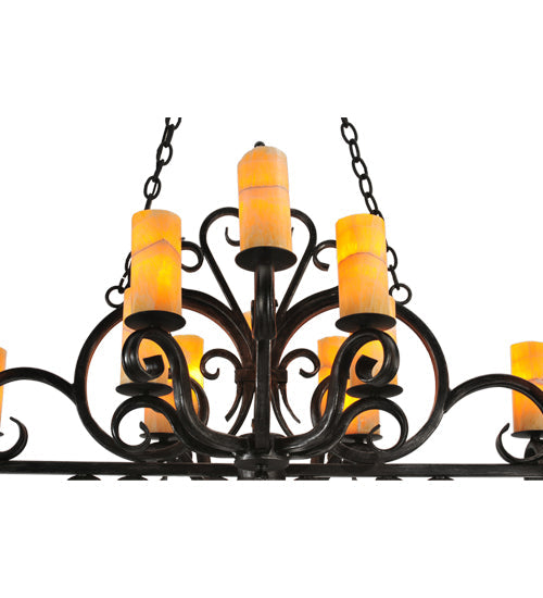 Meyda Lighting Kean 60" 20-Light Blackwash Chandelier With Amber Cylindres Shade Glass
