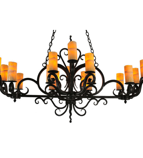 Meyda Lighting Kean 60" 20-Light Blackwash Chandelier With Amber Cylindres Shade Glass