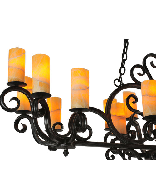 Meyda Lighting Kean 60" 20-Light Blackwash Chandelier With Amber Cylindres Shade Glass