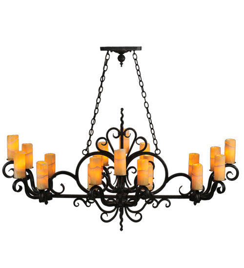 Meyda Lighting Kean 60" 20-Light Blackwash Chandelier With Amber Cylindres Shade Glass