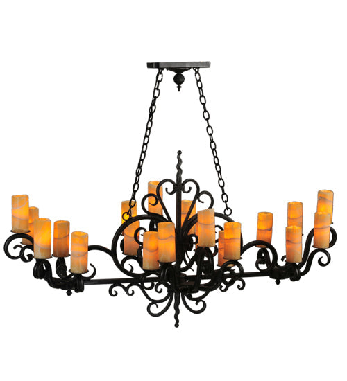 Meyda Lighting Kean 60" 20-Light Blackwash Chandelier With Amber Cylindres Shade Glass