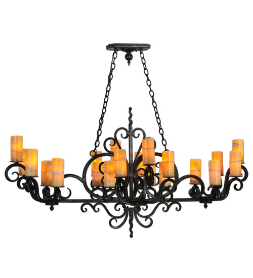 Meyda Lighting Kean 60" 20-Light Blackwash Chandelier With Amber Cylindres Shade Glass