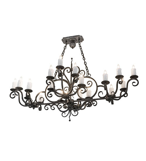 Meyda Lighting Kean 60" 20-Light Smoke Chandelier With White Faux Candlelight