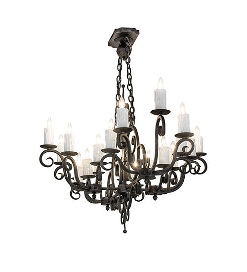 Meyda Lighting Kean 60" 20-Light Smoke Chandelier With White Faux Candlelight