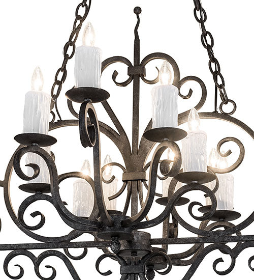 Meyda Lighting Kean 60" 20-Light Smoke Chandelier With White Faux Candlelight