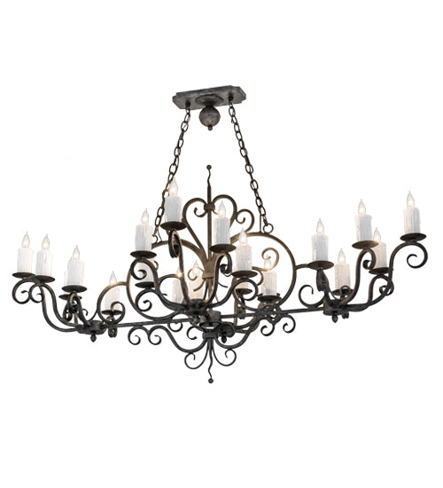 Meyda Lighting Kean 60" 20-Light Smoke Chandelier With White Faux Candlelight