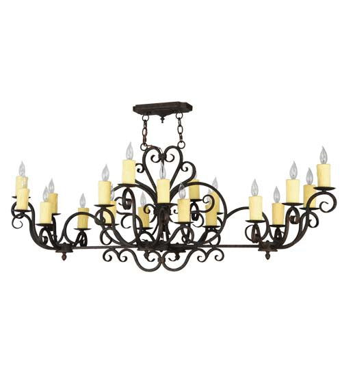 Meyda Lighting Kean Moins 60" 20-Light Coffee Bean Island Chandelier With White Faux Candlelight