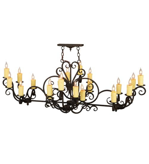 Meyda Lighting Kean Moins 60" 20-Light Coffee Bean Island Chandelier With White Faux Candlelight