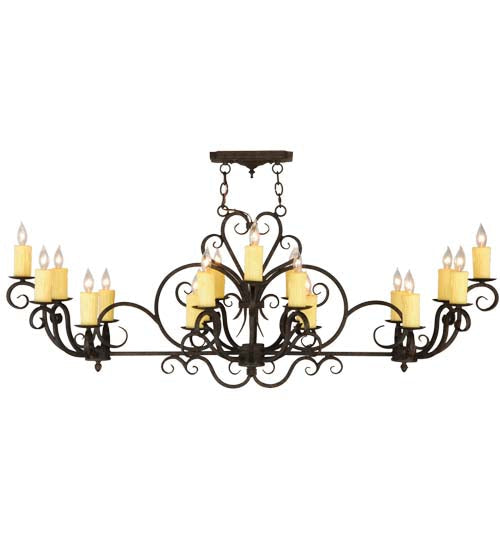 Meyda Lighting Kean Moins 60" 20-Light Coffee Bean Island Chandelier With White Faux Candlelight