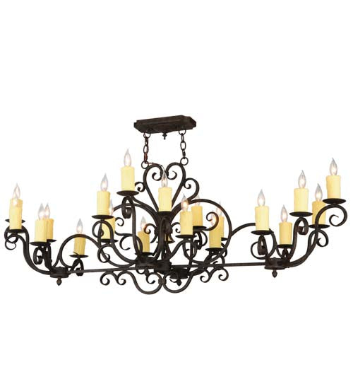 Meyda Lighting Kean Moins 60" 20-Light Coffee Bean Island Chandelier With White Faux Candlelight