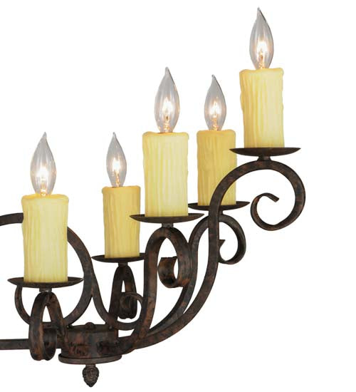 Meyda Lighting Kean Moins 60" 20-Light Coffee Bean Island Chandelier With White Faux Candlelight