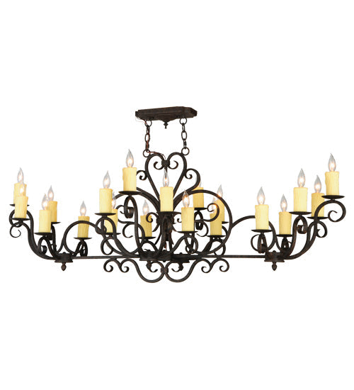Meyda Lighting Kean Moins 60" 20-Light Coffee Bean Island Chandelier With White Faux Candlelight