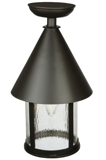 Meyda Lighting Keebler 9" Craftsman Brown Flush Mount Light With Clear Seeded Shade Glass