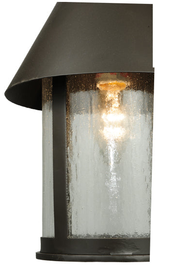 Meyda Lighting Keebler 9" Craftsman Brown Flush Mount Light With Clear Seeded Shade Glass
