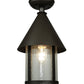 Meyda Lighting Keebler 9" Craftsman Brown Flush Mount Light With Clear Seeded Shade Glass