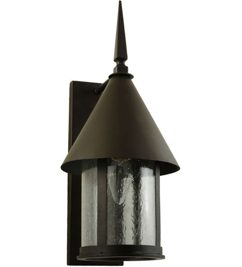 Meyda Lighting Keebler 9" Craftsman Brown Wall Sconce With Clear Seeded Shade Glass