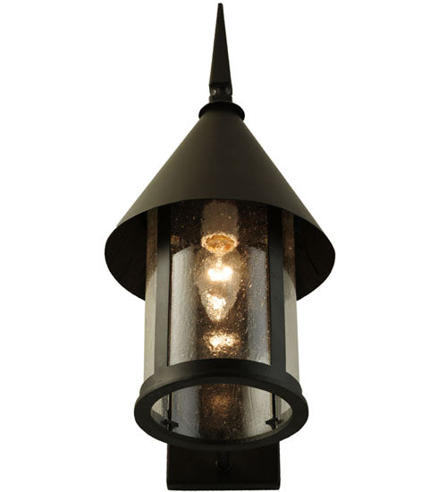 Meyda Lighting Keebler 9" Craftsman Brown Wall Sconce With Clear Seeded Shade Glass